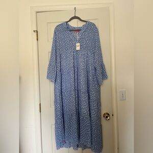 Blue Polka Dot Long Sleeve Dress